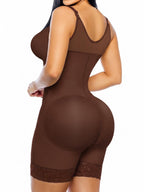 V-Panel Side Bust Padded Front Zip Mid-Thigh Faja Bodysuit