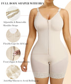 Front Zip Full Bust Mid-Thigh Faja Bodysuit