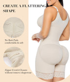 Front Zip Full Bust Mid-Thigh Faja Bodysuit